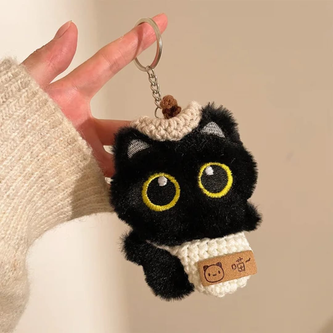 Noir Kitten Plush Keyring — Little Lovables product photo